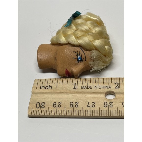 Vintage Girl with‎ Painted Face Brooch Pin Barbie Like Hair Side Profile Blond